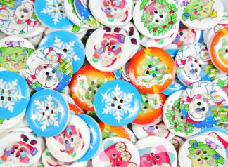 30mm Wooden Buttons - Christmas Mix