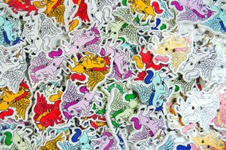 Childrens Character Printed Wooden Buttons  (Pegasus Type 1 - 32mm)