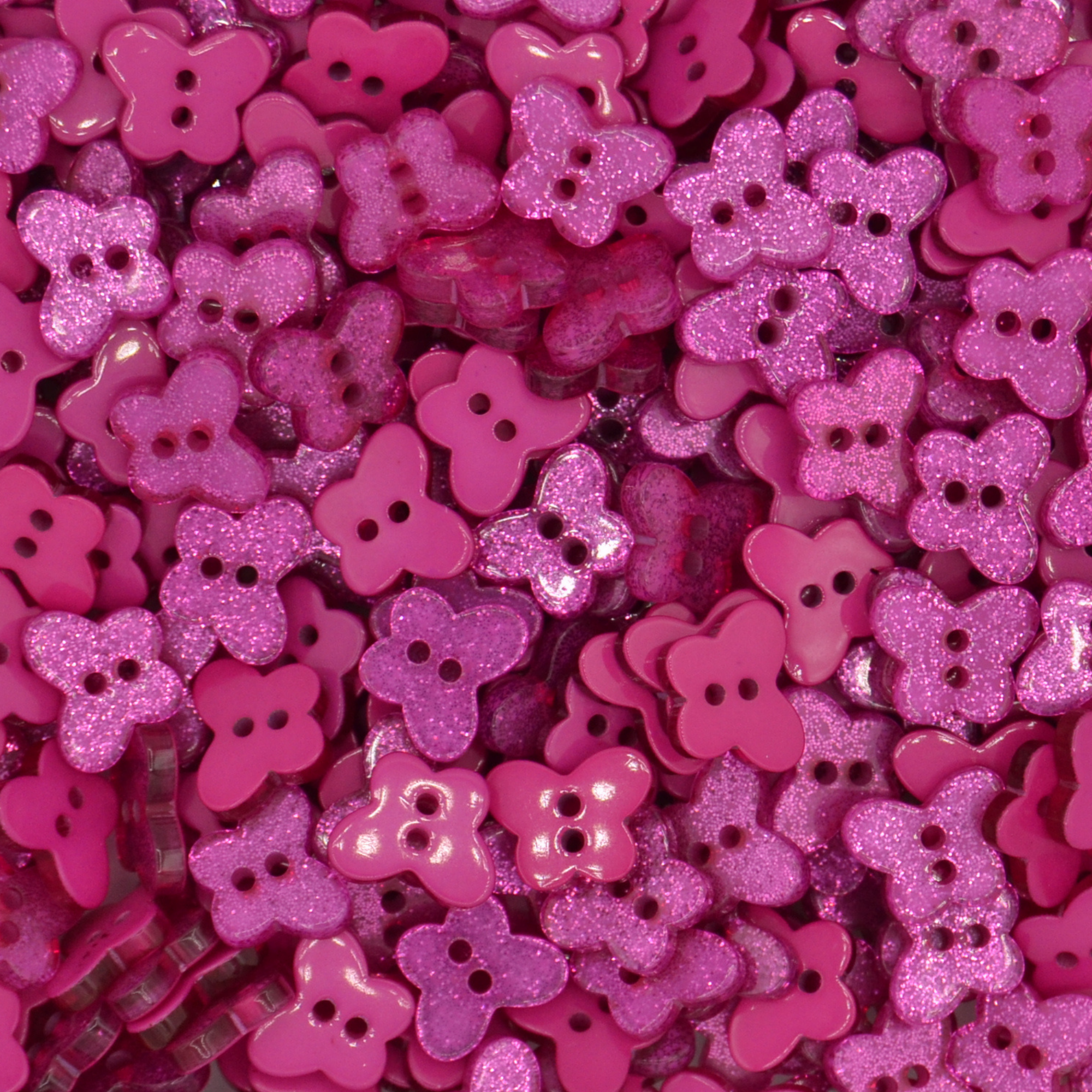 14mm Fuchsia Butterfly Glitter Buttons