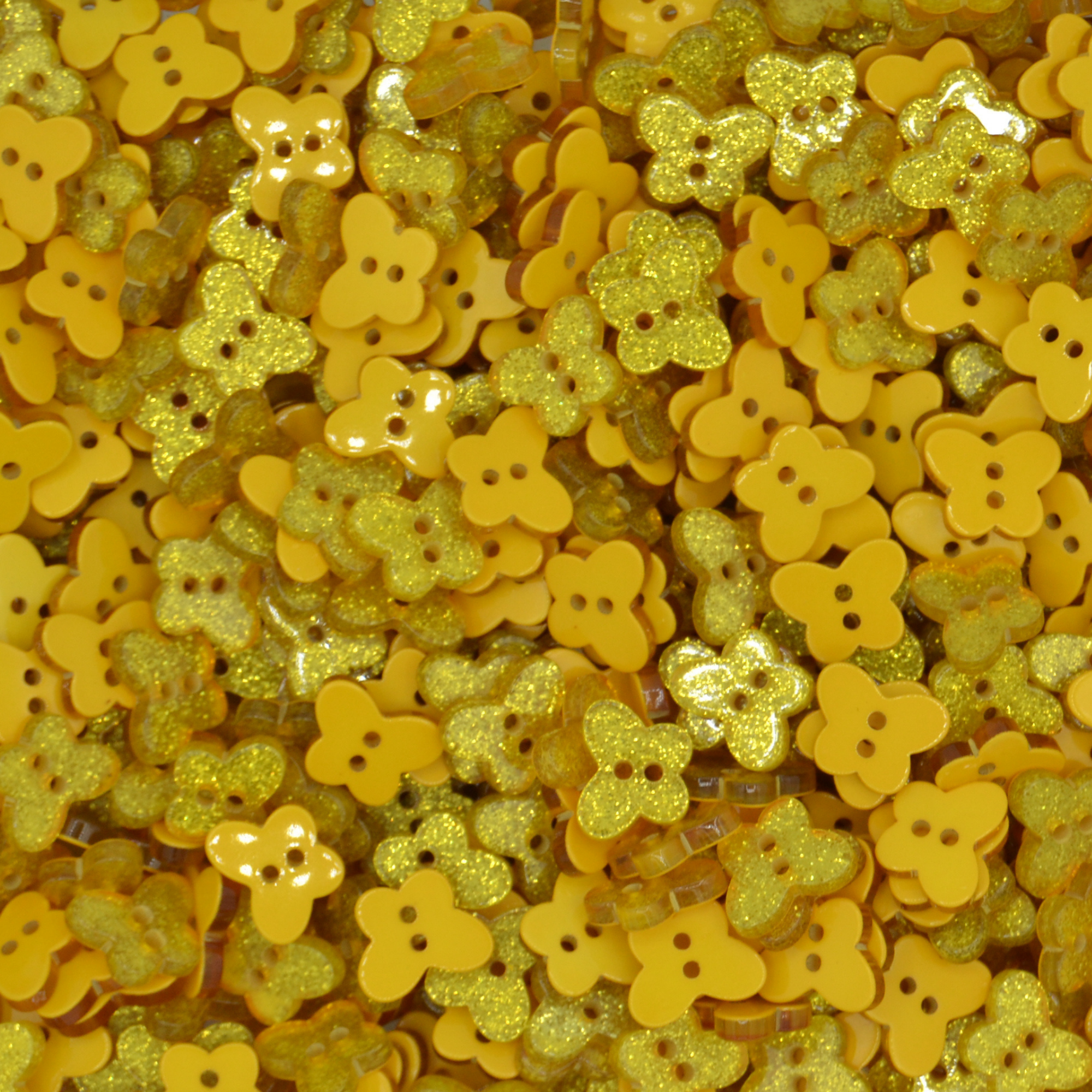 14mm Gold Butterfly Glitter Buttons
