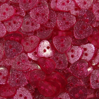 14mm Dark Pink Heart Glitter Buttons