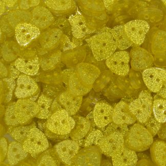 14mm Yellow Heart Glitter Buttons