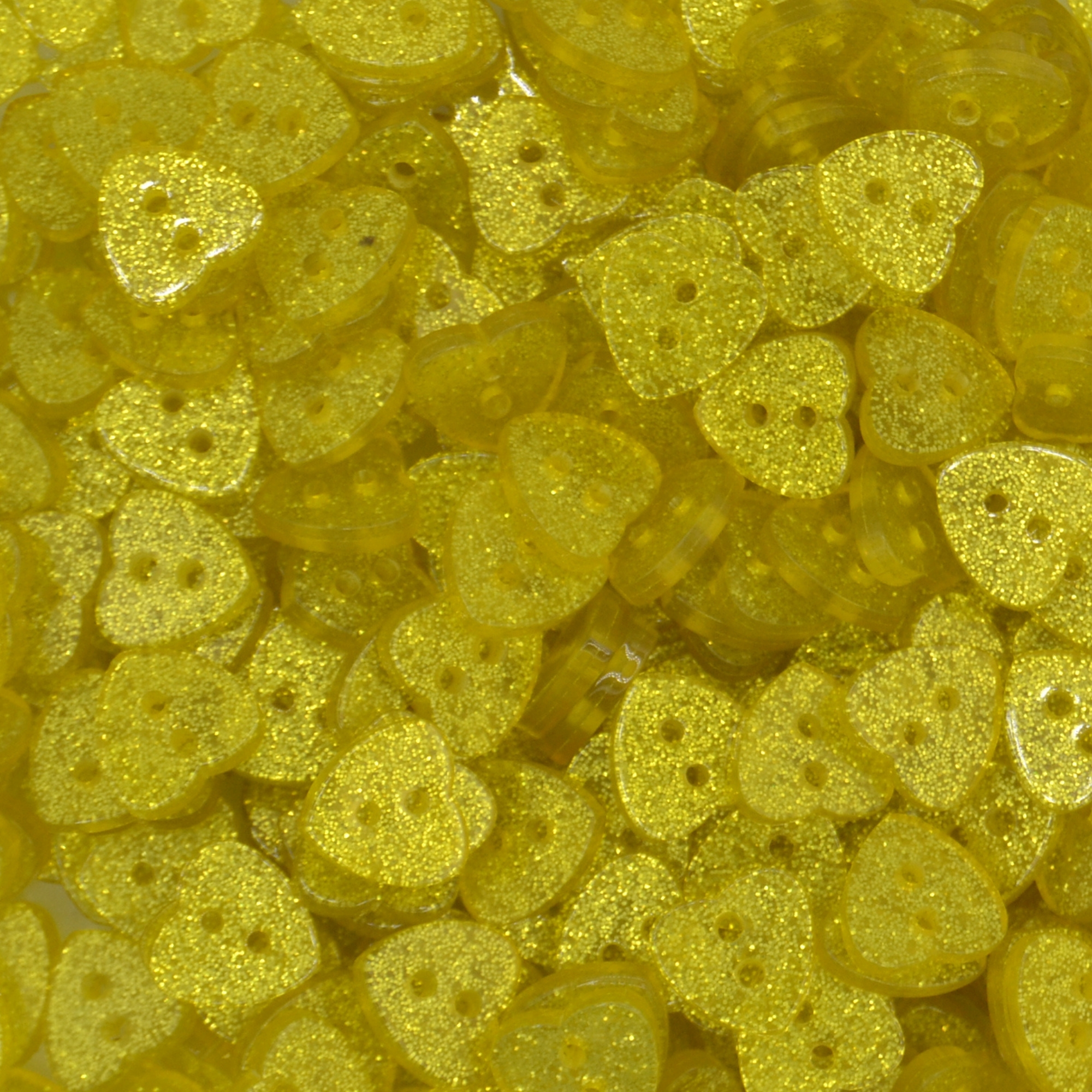 14mm Yellow Heart Glitter Buttons
