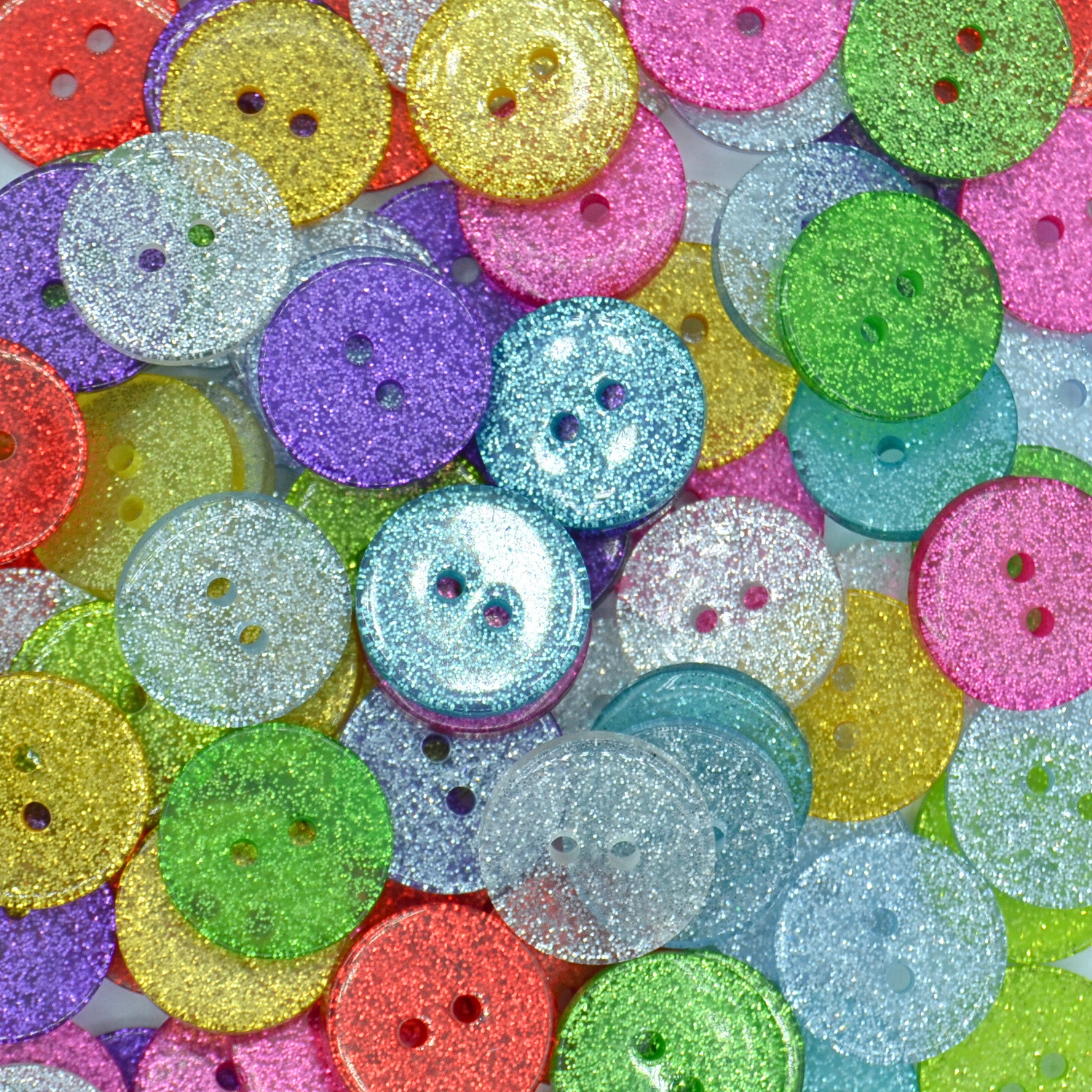 13mm Mixed Colours Round Glitter Buttons