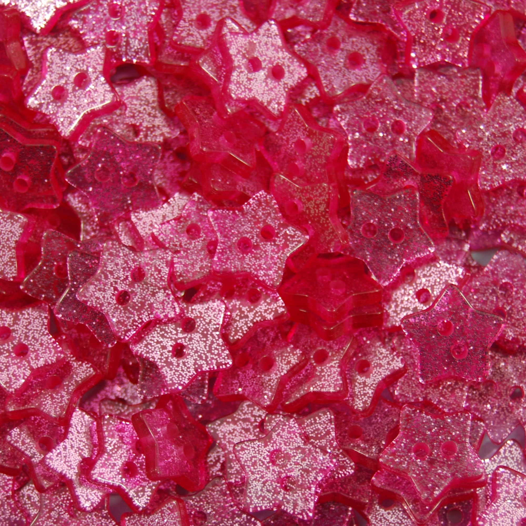 14mm Dark Pink Star Glitter Buttons