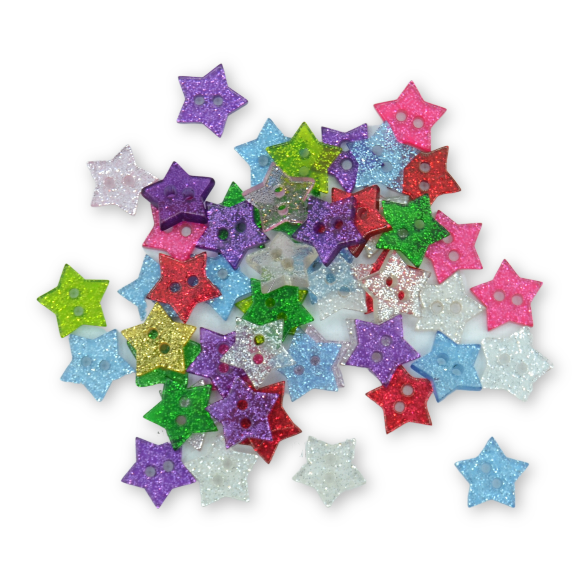 14mm Mixed Colours Star Glitter Buttons