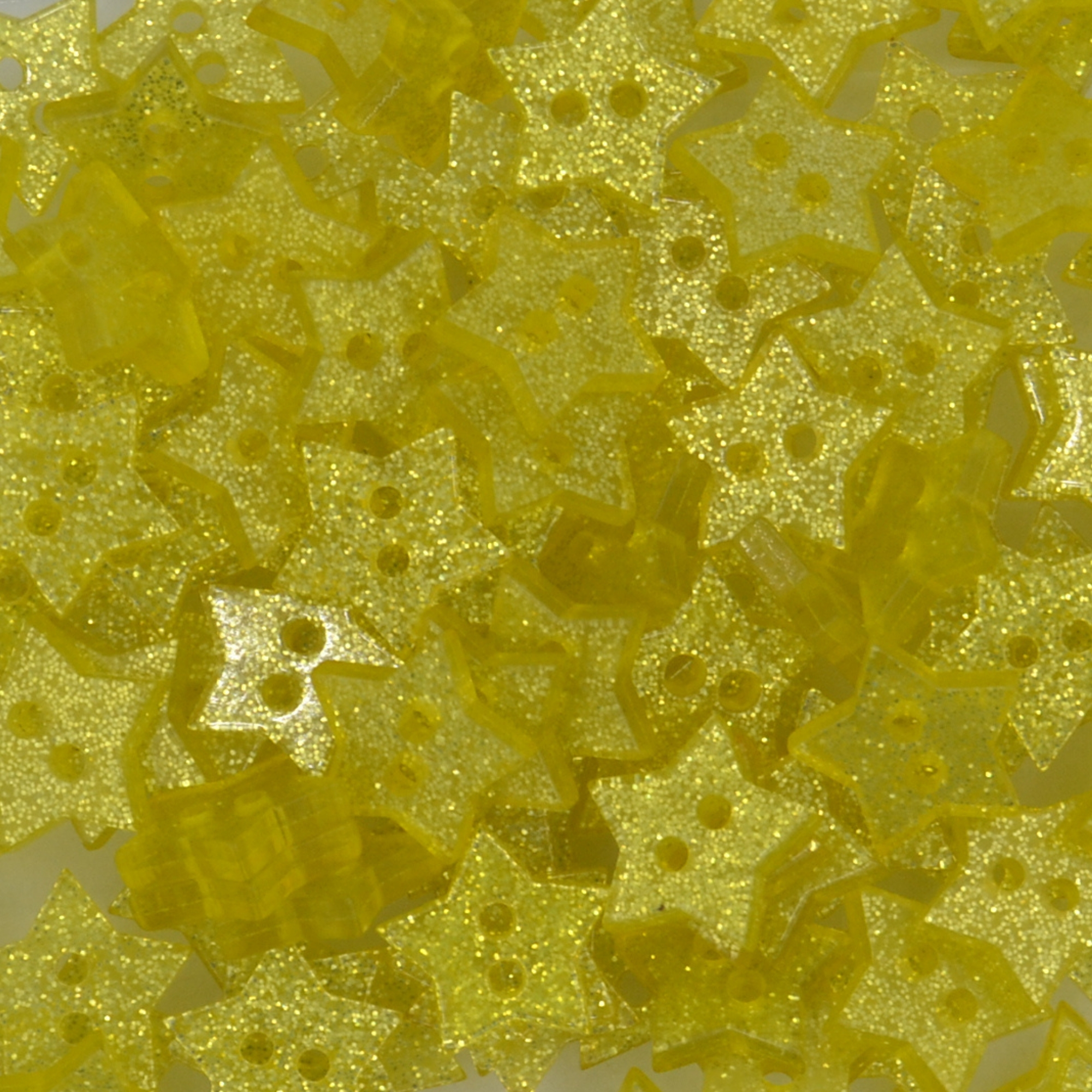 14mm Yellow Star Glitter Buttons