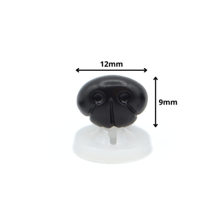12mm x 9mm Black Dog/ Animal Noses with Plastic Backs