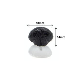 18mm x 14mm Black Dog/ Animal Noses with Plastic Backs