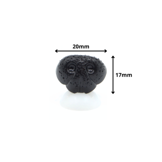 20mm x 17mm Black Dog/ Animal Noses with Plastic Backs