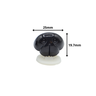 25mm x 19.7mm Black Dog/ Animal Noses with Plastic Backs