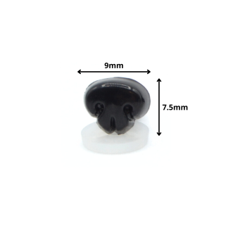 9mm x 7.5mm Black Dog/ Animal Noses with Plastic Backs