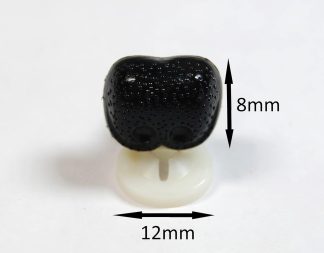 12mm x 8mm Black Bear Noses with Plastic Backs
