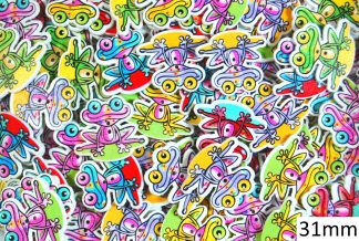 Childrens Character Printed Wooden Buttons (Frog Type 1 - 31mm)