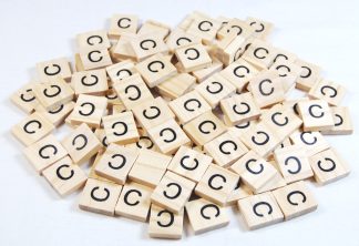 Same Letter Wooden Scrabble Tile Bags - C - No Number Value