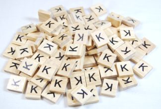 Same Letter Wooden Scrabble Tile Bags - K - No Number Value