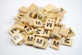 Same Letter Wooden Scrabble Tile Bags - M - No Number Value