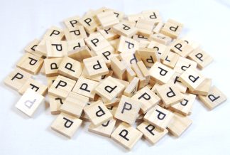 Same Letter Wooden Scrabble Tile Bags - P - No Number Value