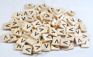 Same Letter Wooden Scrabble Tile Bags - V - No Number Value