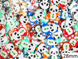Childrens Character Printed Wooden Buttons (Panda Type 1 - 28mm)
