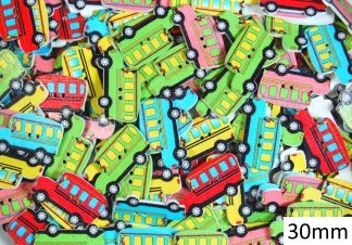 Childrens Character Printed Wooden Buttons (School Bus Type 1)