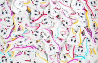 Childrens Character Printed Wooden Buttons (Teeth Type 1 - 28mm)