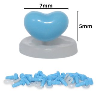 7mm x 5mm Deep Sky Blue Heart Noses with Plastic Backs