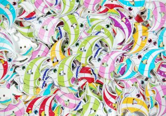Childrens Character Printed Wooden Buttons (Angel Fish Type 1)