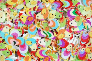 Childrens Character Printed Wooden Buttons (Cockerel Type 1 - 34mm)