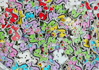 Childrens Character Printed Wooden Buttons (Dinosaur Type 2 - 27mm)