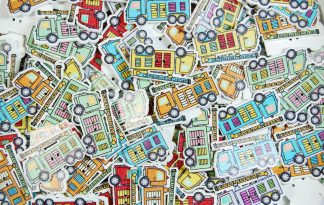 Childrens Character Printed Wooden Buttons (Fire Engine Type 1)