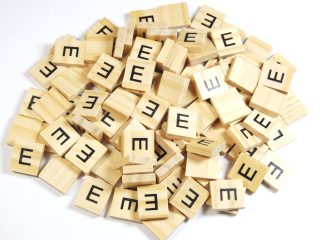 Same Letter Wooden Scrabble Tile Bags - E - No Number Value