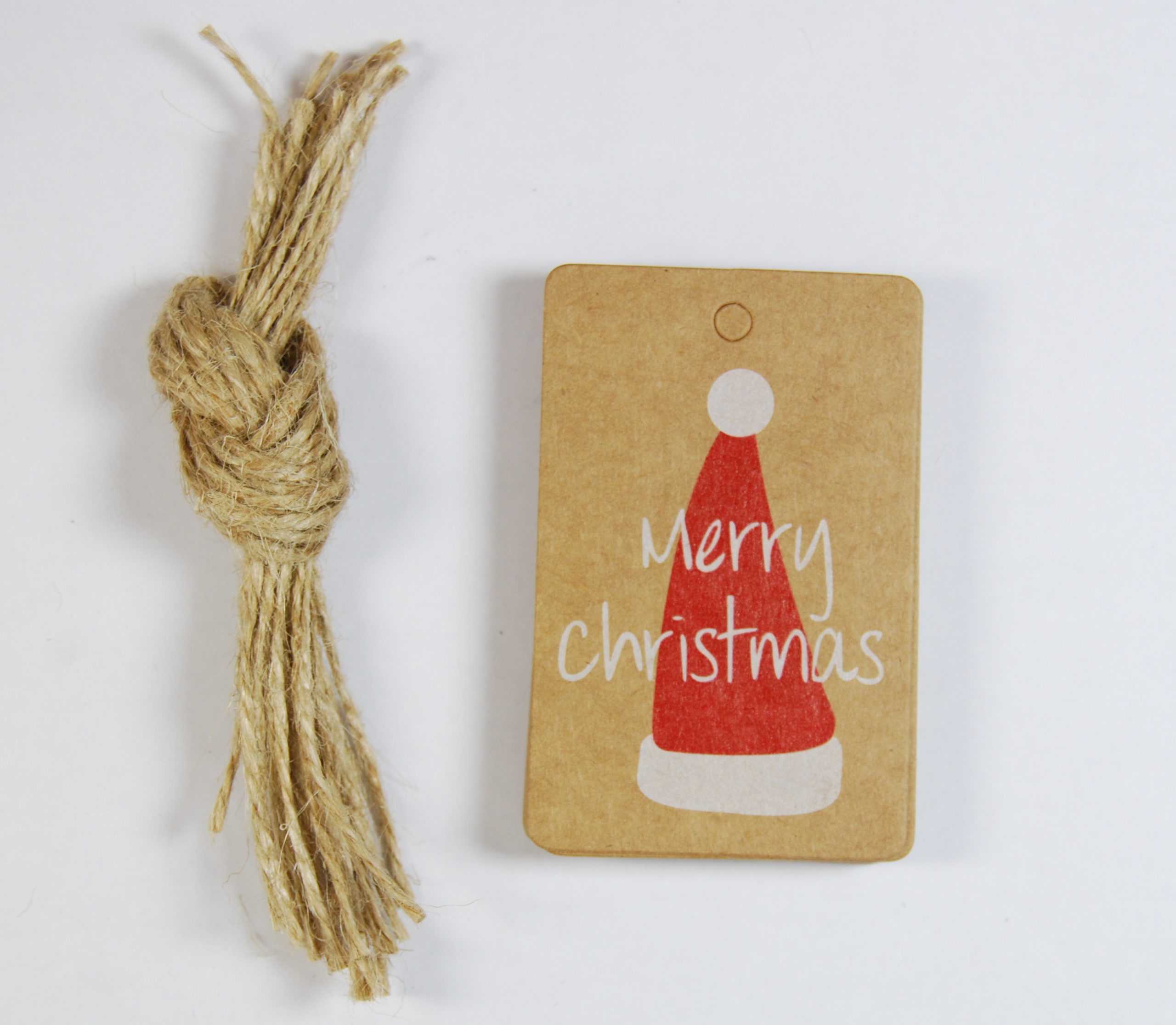 Christmas (Santa Hat) - Kraft Gift Tags