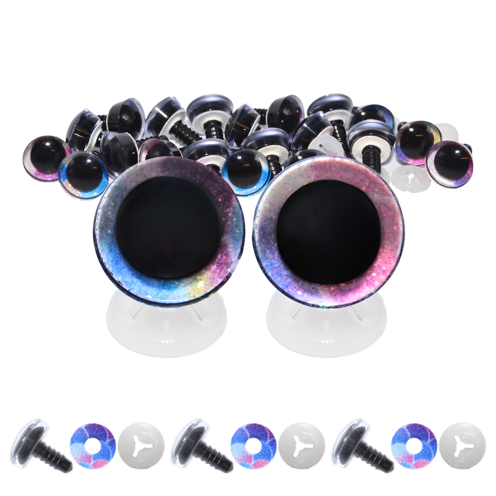 25mm Mermaid 2 Tone 3D Glitter Eyes with Plastic Backs - Image 2