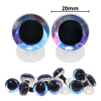 20mm Mermaid 2 Tone 3D Glitter Eyes with Plastic Backs