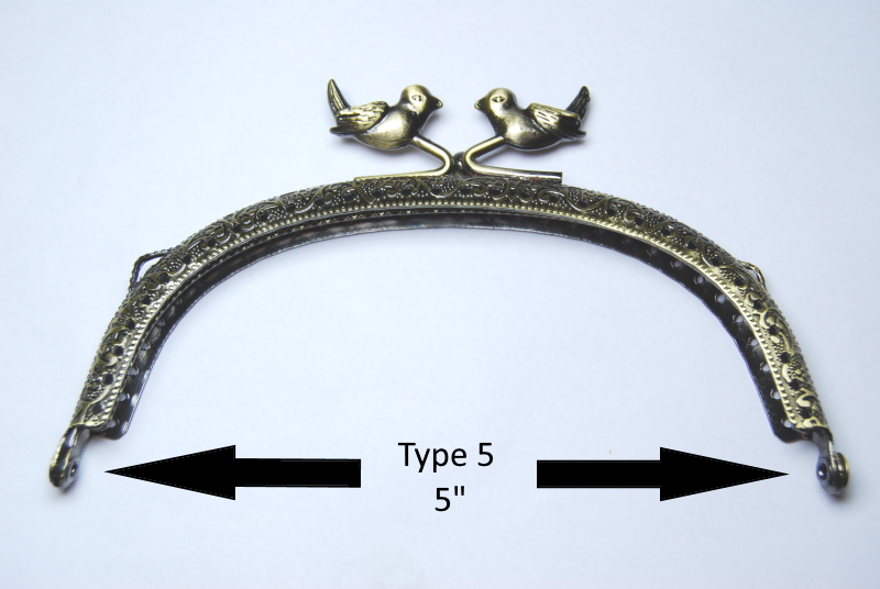 Pack of 10 - Curved Type 5 - Purse Clasp 5" - Antique Brass