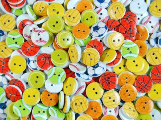 Printed Wooden Buttons - 15mm Sports Balls