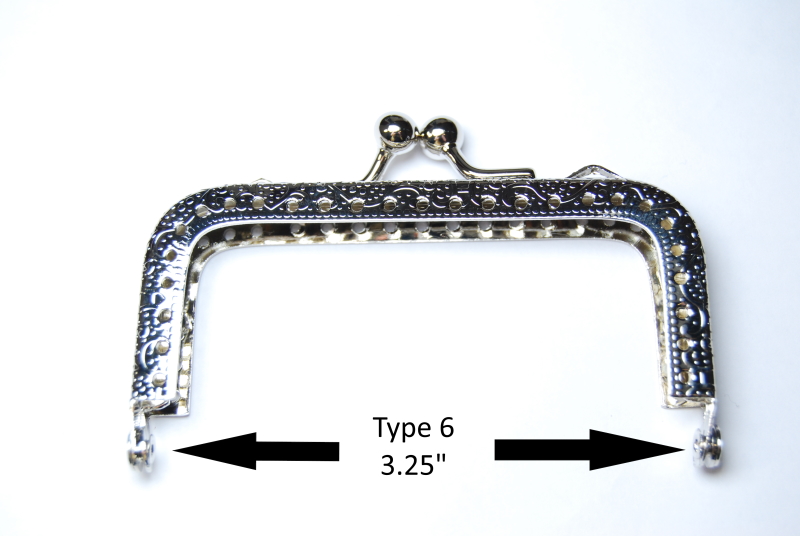Pack of 3 - Straight Type 6 - Purse Clasp 3.25" - Silver