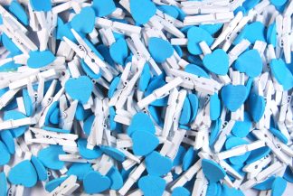 30mm Teal Blue Loveheart White Pegs