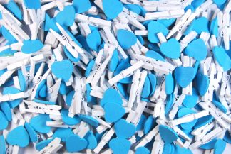 30mm Light Blue Loveheart White Pegs