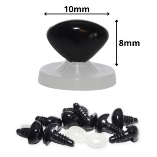 10mm x 8mm Black Triangle Nose with Plastic Backs