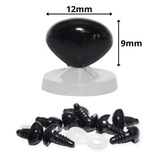 12mm x 9mm Black Triangle Nose with Plastic Backs