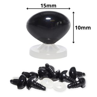 15mm x 10mm Black Triangle Nose with Plastic Backs