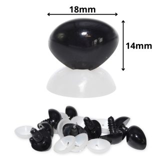18mm x 14mm Black Triangle Nose with Plastic Backs