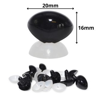 20mm x 16mm Black Triangle Nose with Plastic Backs