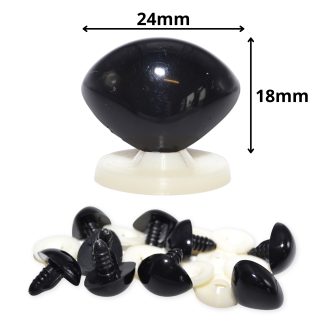 24mm x 18mm Black Triangle Nose with Plastic Backs