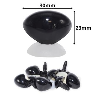 30mm x 23mm Black Triangle Nose with Plastic Backs