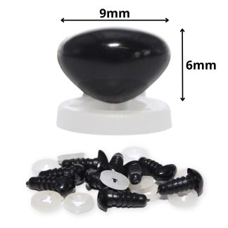 9mm x 6mm Black Triangle Nose with Plastic Backs