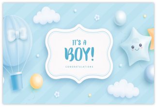 Congratulations Boy (Hot Air Balloon) - 55mm x 85mm Florist Cards