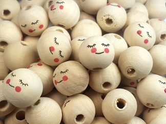 Cute Smiling Face Wooden Round Beads